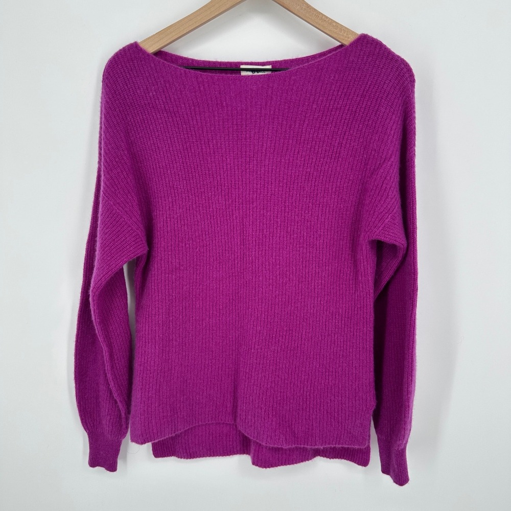 Sundance Sweater Womens PS Pink Purple Cashmere Ribbed Knit Boatneck Pullover